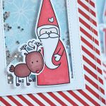 Migocząca kartka świąteczna z reniferem i św. Mikołajem - 