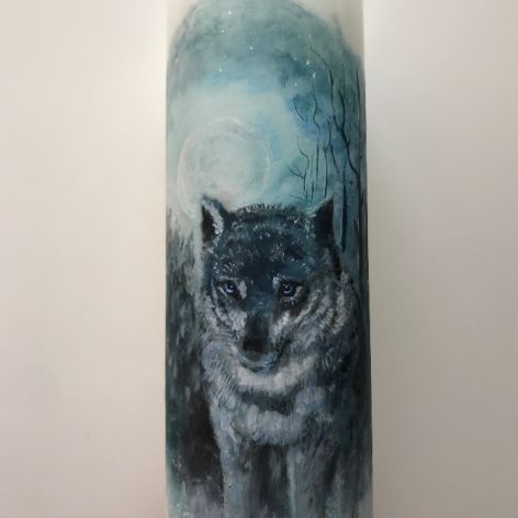 Świeca malowana ręcznie wilk