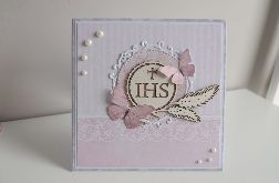 Kartka Pierwsza Komunia Święta z motylkami