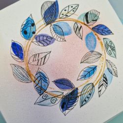 Kartka okolicznościowa ręcznie malowana z motywem liści