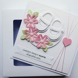 Kartka na Chrzest z bucikami dla dziewczynki 