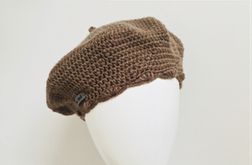Klasyczny beret francuski z antenką brąz