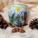 Ręcznie malowany Orzeł Przedni góry pejzaż źródło górskie 480 ml. - Ręcznie malowane