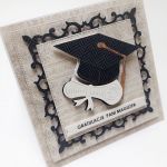 Gratulacje dla Pani Magister - kartka dla Pani Magister w bieli ,szarości i granacie