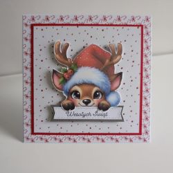 Kartka na świąteczna Boże Narodzenie renifer