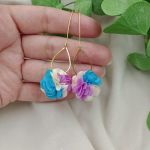 Kolczyki błękitne lawendowe lila ecru ivory - kolorowe kolczyki