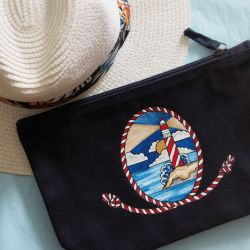 Ręcznie malowana płócienna kosmetyczna SAILOR