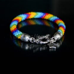 Rainbow | Beaded Crochet Rope | Bransoletka 