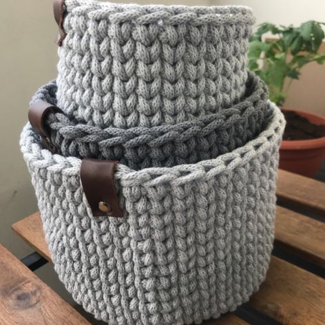 Koszyk 17x14cm,kosz do przechowywania,z paskiem skórzanym