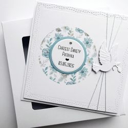 Subtelna kartka z gołębicą na Chrzest 