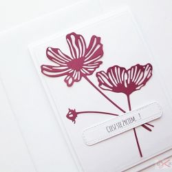 Kartka UNIWERSALNA - bordowe kwiaty