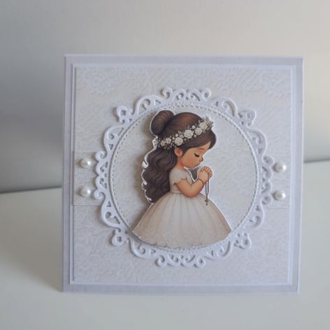 Kartka Pierwsza Komunia Święta dziewczynka