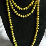 Zielone, pistacjowe perły naturalne, słodkowodne, sznur pereł, naszyjnik - 