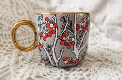 Ręcznie malowany porcelanowy kubek JARZĘBINA