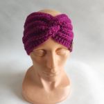 Opaska ręcznie robiona na drutach, fuksja. - opaska fuksja