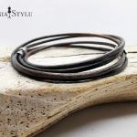 Bransoletka damska skórzana z liściem handmade - Bransoletka damska skórzana z liściem handmade