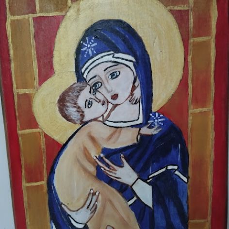 Obraz malowany -Matka Boża z Dzieciątkiem