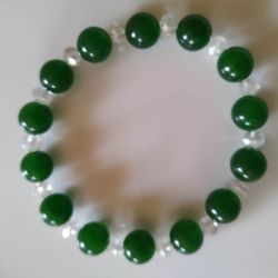 Bransoletka "Zielona głębia"z perskiego jadelitu i kryształków