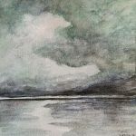 Morze-akwarela formatu 20/20 cm . - 