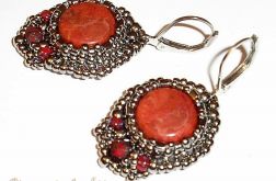 koral czerwony w ciemnym srebrze beading