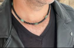 Naszyjnik męski onyks turkus ot308