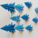 Zestaw choinek z papieru niebieski las - 