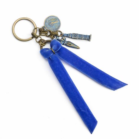 Brelok mój mały Londyn, Big Ben, moneta Qeen Elizabeth, parasol, royal blue