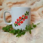 Jaskółki i róże ręcznie malowany kubek 270 ml. - ręcznie malowane