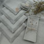 Serweta lniana z koronka naturalna - Tekstylia stołowe