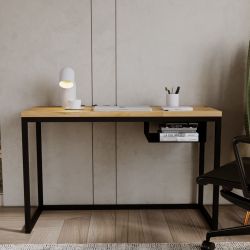 Biurko loft stolik dąb stal drewno 120 x 50 czarny