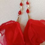 Klasyczne, czerwone, szyfonowe kolczyki - Klasyczne, czerwone, szyfonowe kolczyki