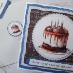 Kartka urodzinowa z tortem, dla mężczyzny - Tył koperty z ozdobnym kółeczkiem