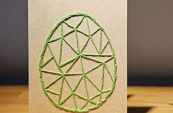 Kartka Wielkanocna - ręcznie haftowana - Pisanka zielona (jasny)