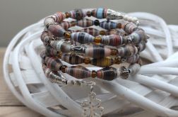 Bransoletka Boho z Papierowych Koralików Czterolistna Harmonia