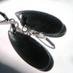 Kwarc kocie oko, czarne duże łezki, wiszące kolczyki, srebro - 