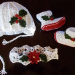 Komplet Świąteczny - czapka, buciki, opaska