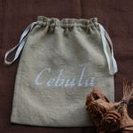 Lniany worek na cebulę - biały haft - 