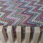 Drewniana ławka do przedpokoju, ławka we wzory - 