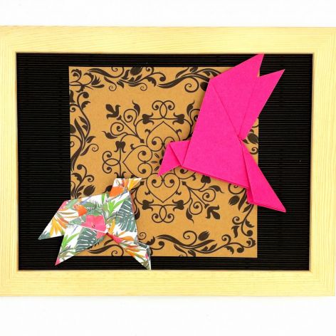 Obrazek origami w ramce do powieszenia Ptaki