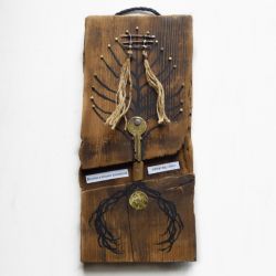 Drzewo siły /3/ obraz abstrakcja na starej desce technika mieszana