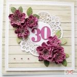 Kartka ROCZNICA ŚLUBU kremowo-różowa - Kartka na rocznicę ślubu z ciemnoróżowymi kwiatami