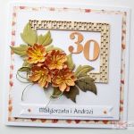 Kartka ROCZNICA ŚLUBU z rudymi kwiatami - Kartka na rocznicę ślubu z rudymi kwiatami