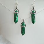 Zielony malachit, elegancka biżuteria, zestaw - 