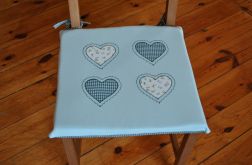 4 poduszki na krzesła błękitne serca