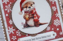 Kartka świąteczna z uroczą wyderką