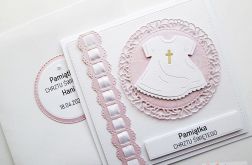 Kartka PAMIĄTKA CHRZTU różowo-biała #4