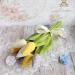 Tulipany z bawełny bukiet dla babci żółty - 