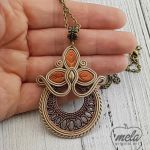 S193/mela~ wisiorek sutasz, liście, ażurowy metal - 