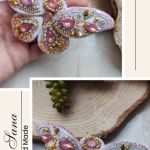 Ręcznie robiona broszka motyl z aksamitu i koralików - Ręcznie robiona broszka motyl z aksamitu i koralików