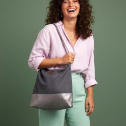 Torebka Boho Bag z szarego weluru – unikatowa torebka handmade na ramię
